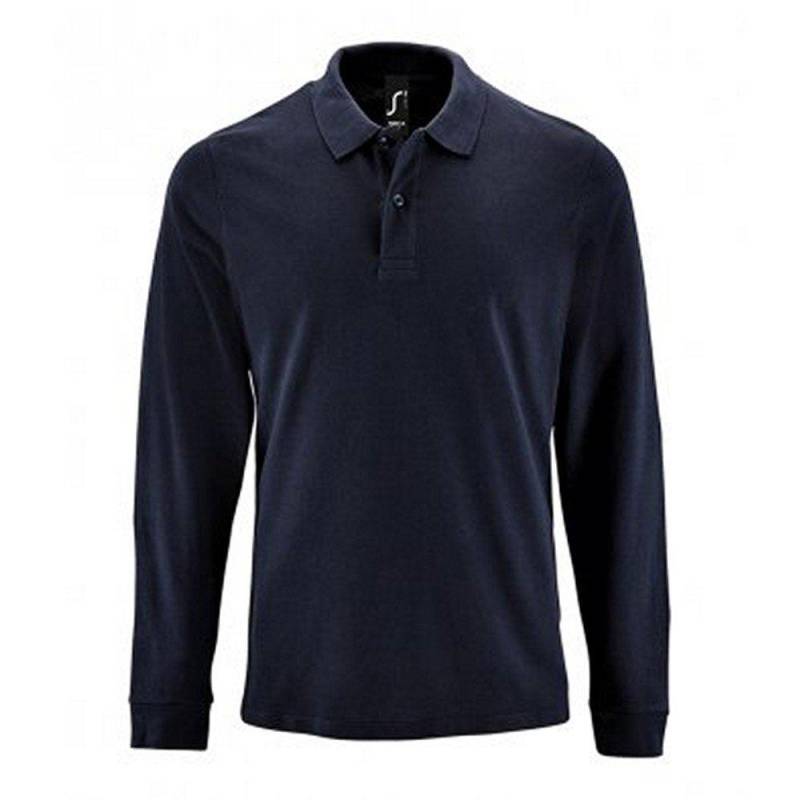 Perfect Langarm Pique Polohemd Herren Marine XXL von SOLS