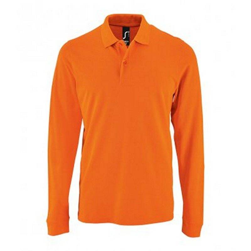 Perfect Langarm Pique Polohemd Herren Orange 3XL von SOLS