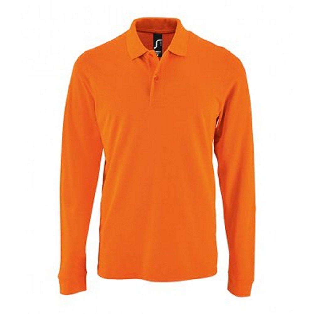 Perfect Langarm Pique Polohemd Herren Orange L von SOLS