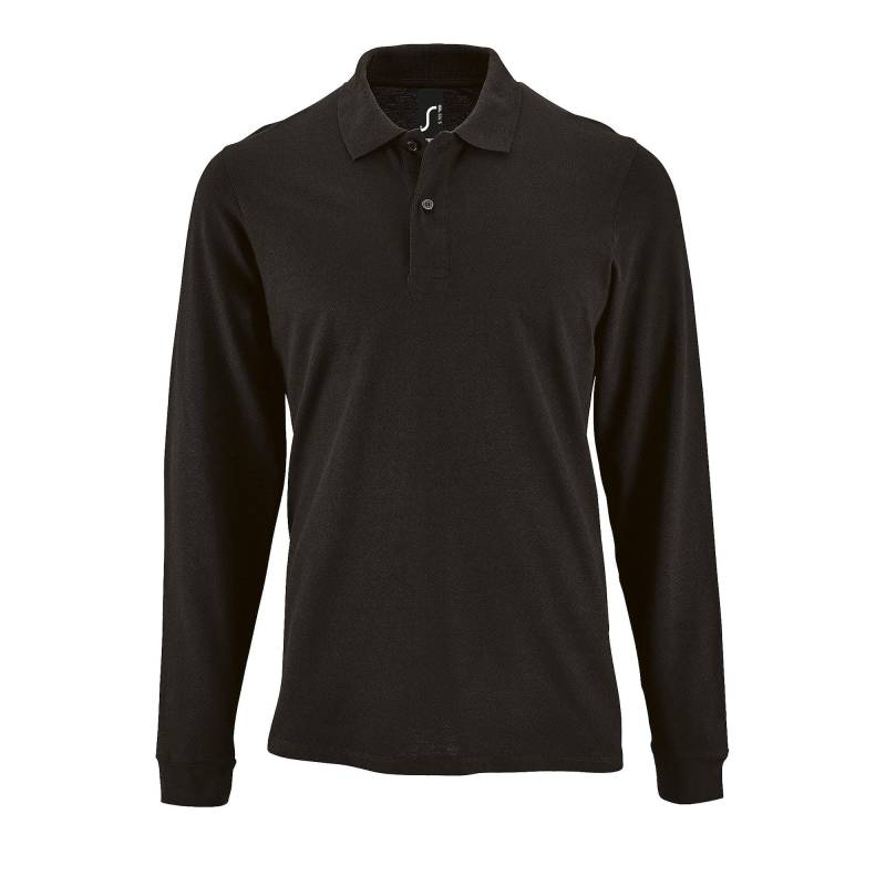 Perfect Langarm Pique Polohemd Herren Schwarz 3XL von SOLS