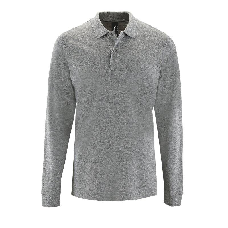 Perfect Langarm Pique Polohemd Herren Taubengrau XL von SOLS