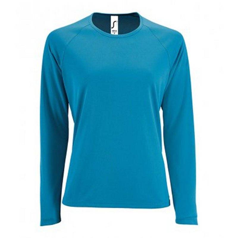 Performance Tshirt Sporty, Langärmlig Damen Aquamarine M von SOLS