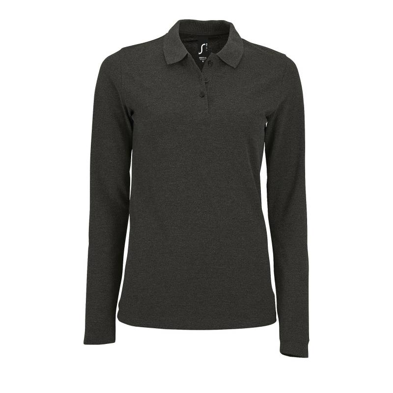 Piquepoloshirt, Langärmlig Damen Charcoal Black L von SOLS