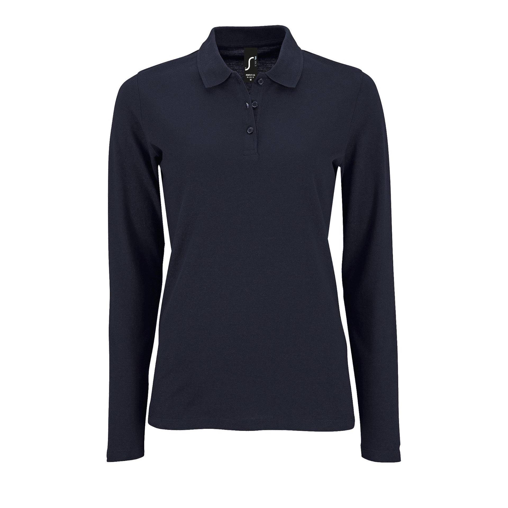 SOLS - PiquePoloShirt, langärmlig, für Damen, Marine, Größe L von SOLS