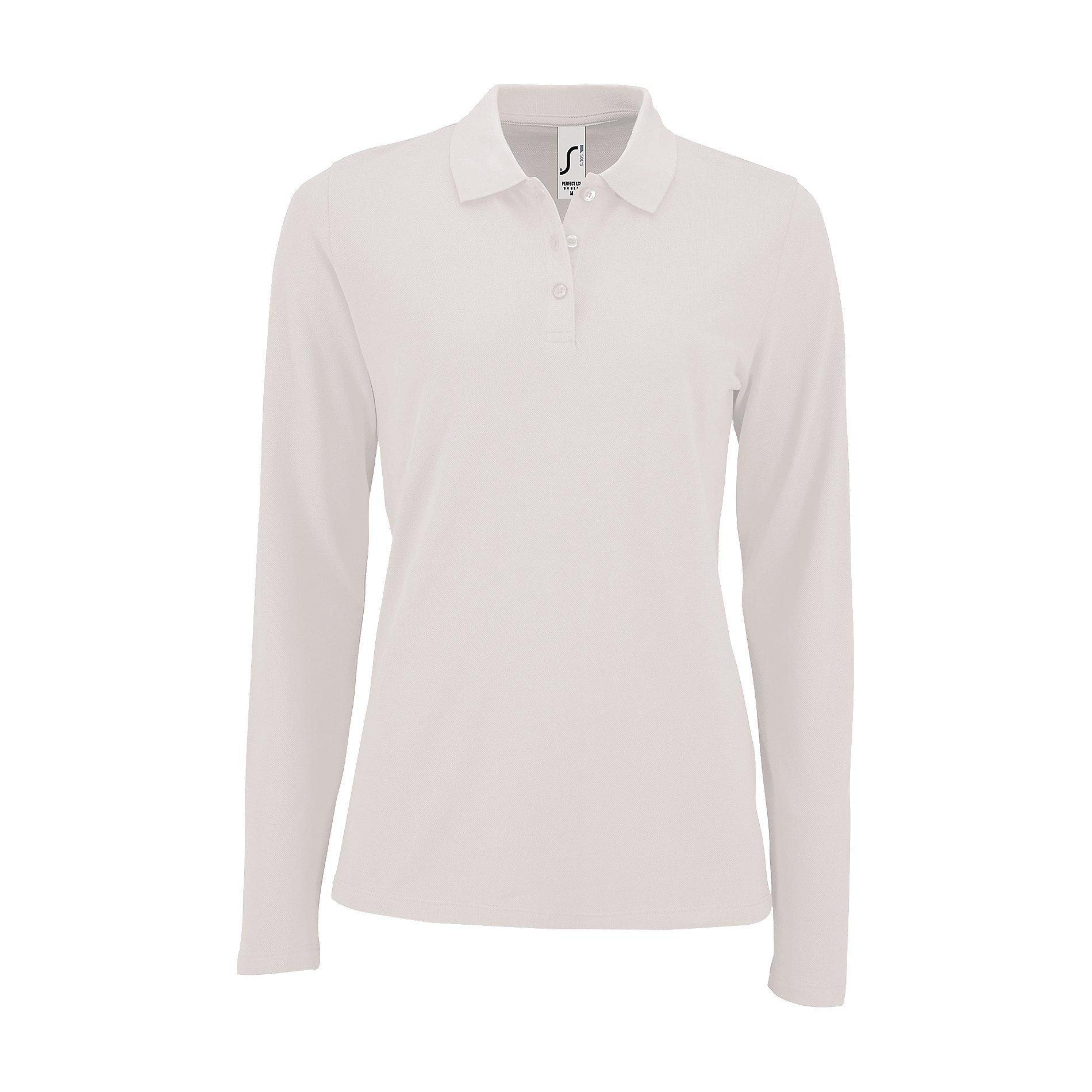 Piquepoloshirt, Langärmlig Damen Weiss L von SOLS