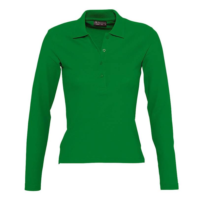 Podium Pique Poloshirt, Langarm Damen Grün M von SOLS