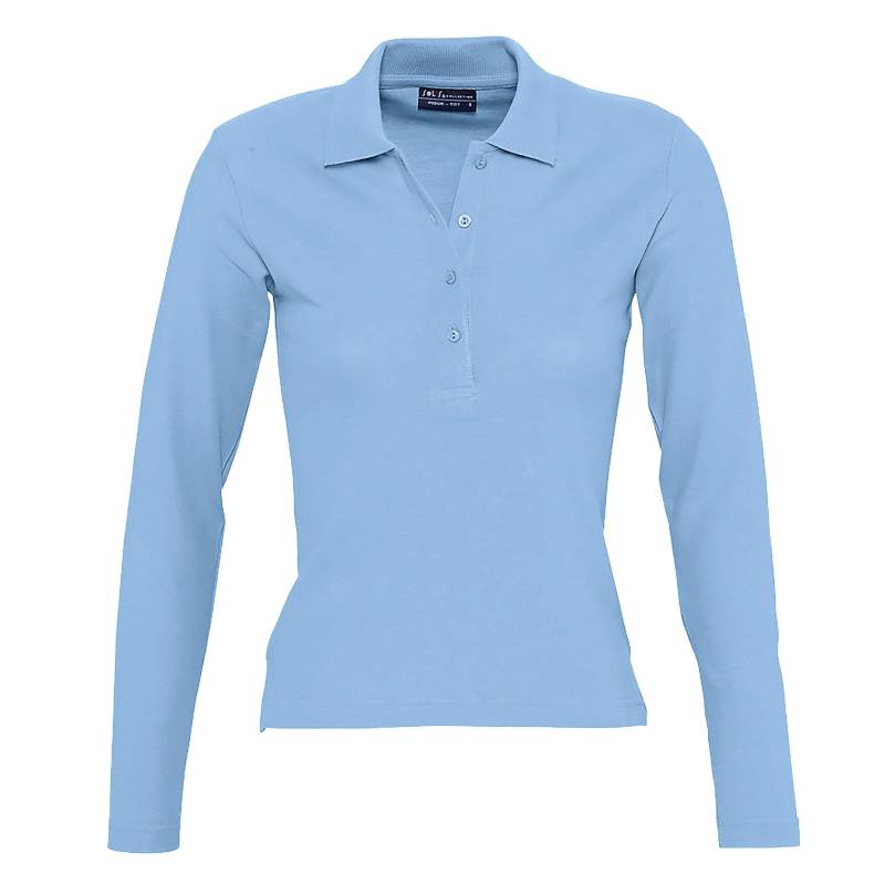 Podium Pique Poloshirt, Langarm Damen Himmelblau L von SOLS