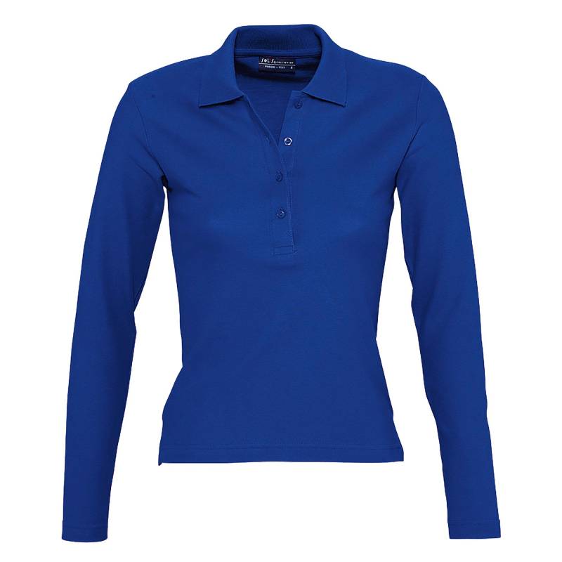 Podium Pique Poloshirt, Langarm Damen Königsblau XL von SOLS