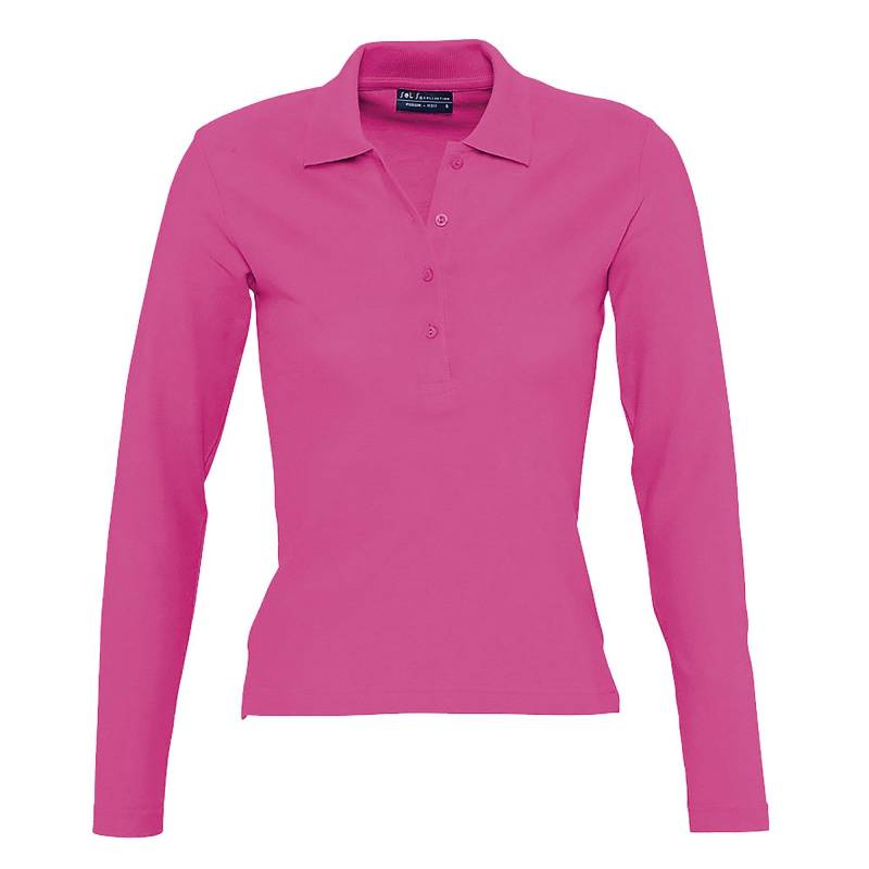 Podium Pique Poloshirt, Langarm Damen Pink L von SOLS