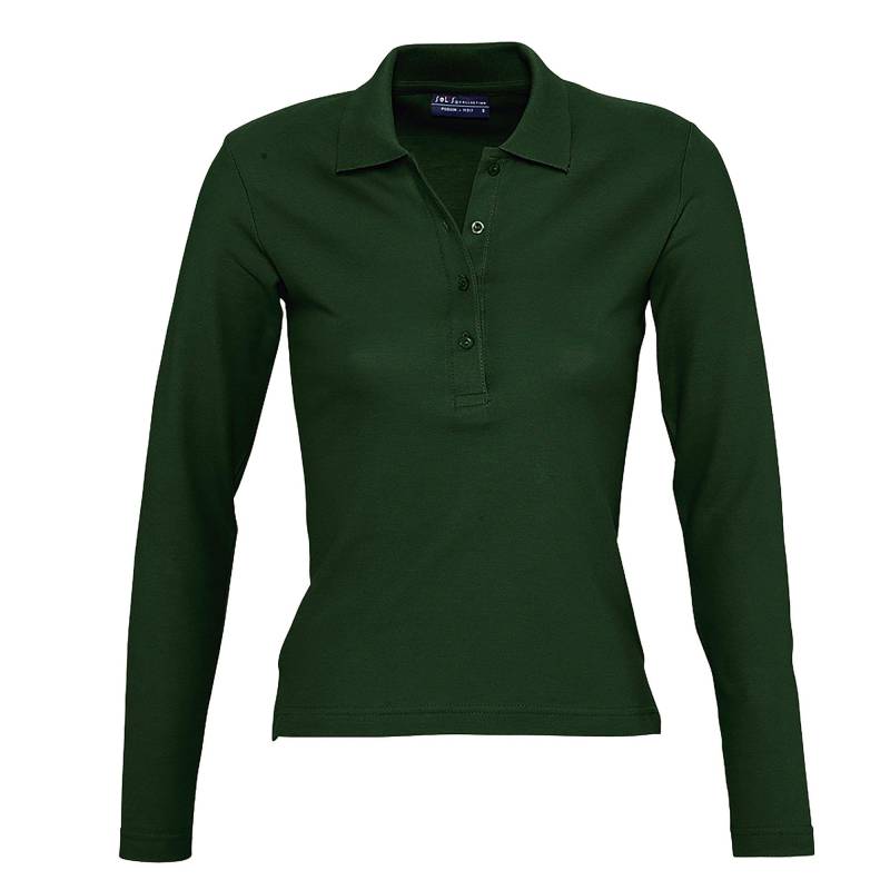 Podium Pique Poloshirt, Langarm Damen Waldgrün XL von SOLS