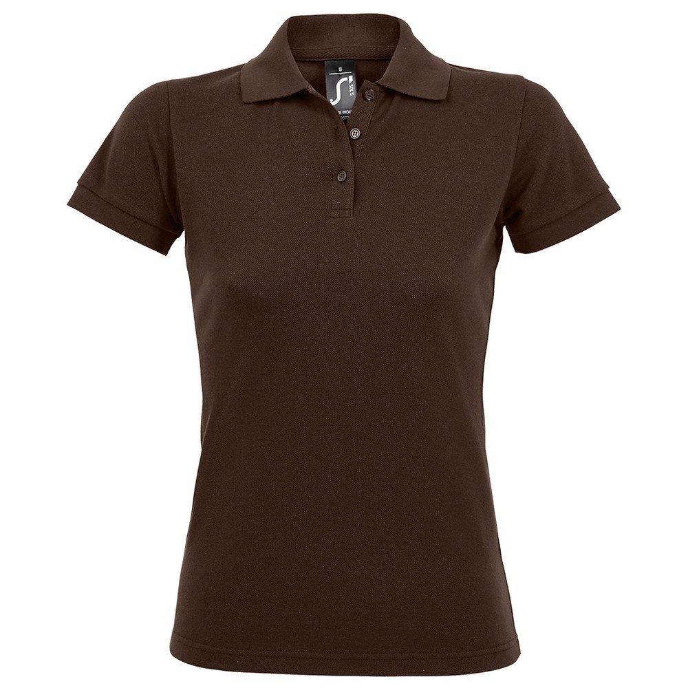 Prime Pique Poloshirt, Kurzarm Damen Braun M von SOLS