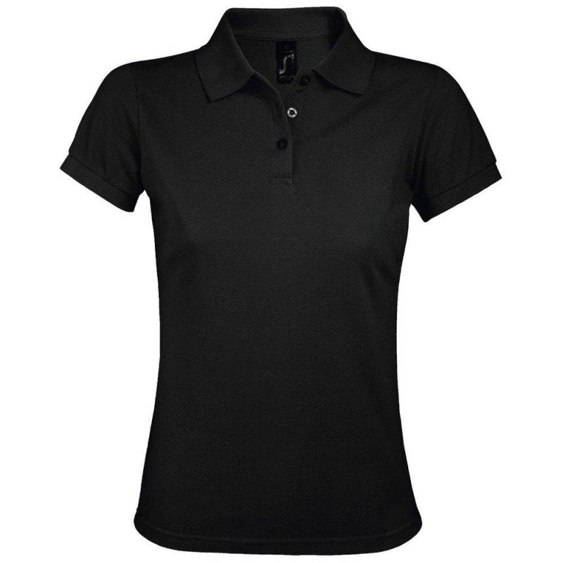 Prime Pique Poloshirt, Kurzarm Damen Schwarz S von SOLS