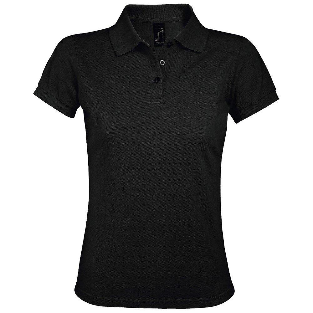 Prime Pique Poloshirt, Kurzarm Damen Schwarz XL von SOLS