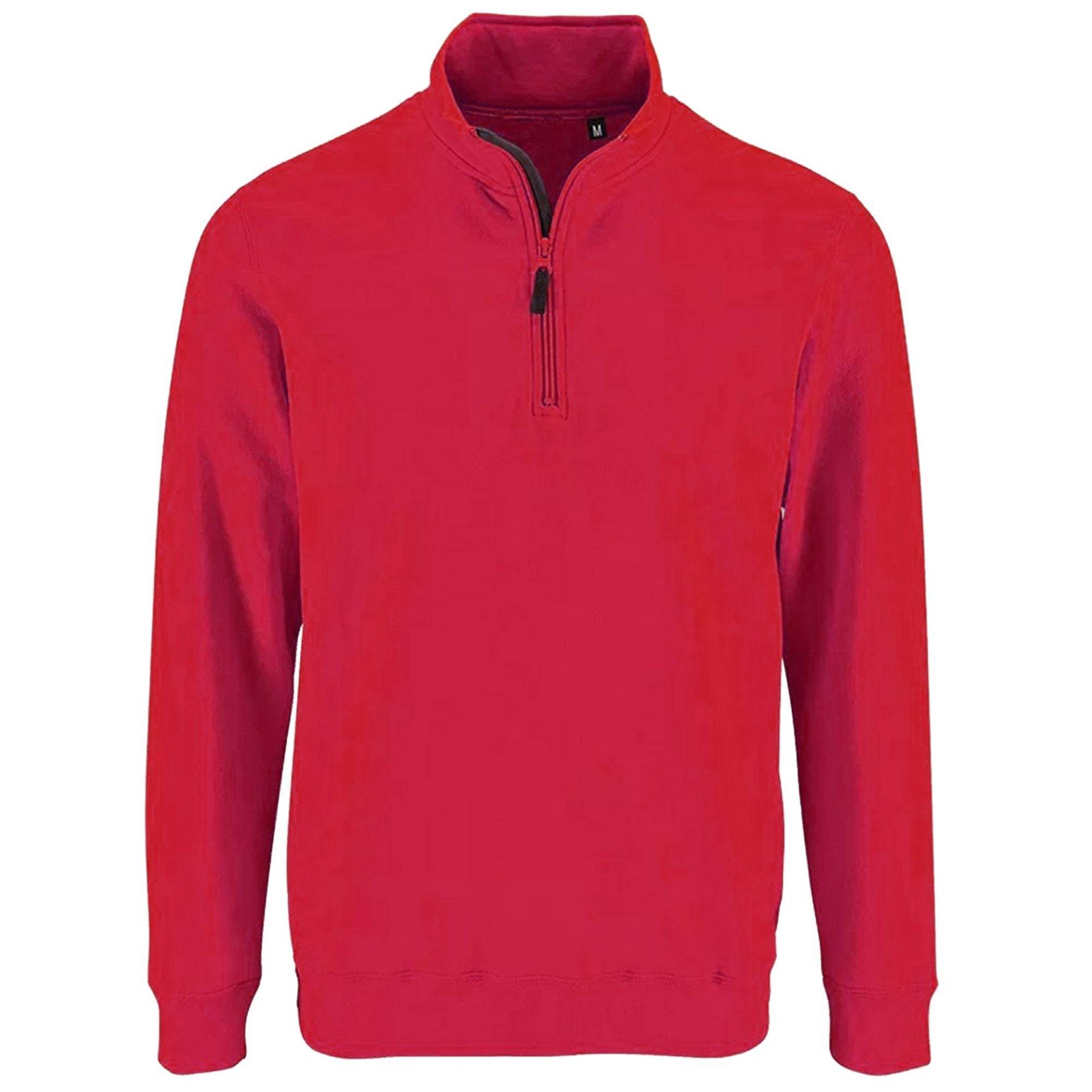 Stan Kontrast Zip Sweatshirt Herren Rot Bunt 3XL von SOLS