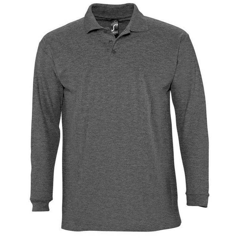 Winter Ii Pique Langarmshirt Poloshirt, Langarm Herren Charcoal Black M von SOLS