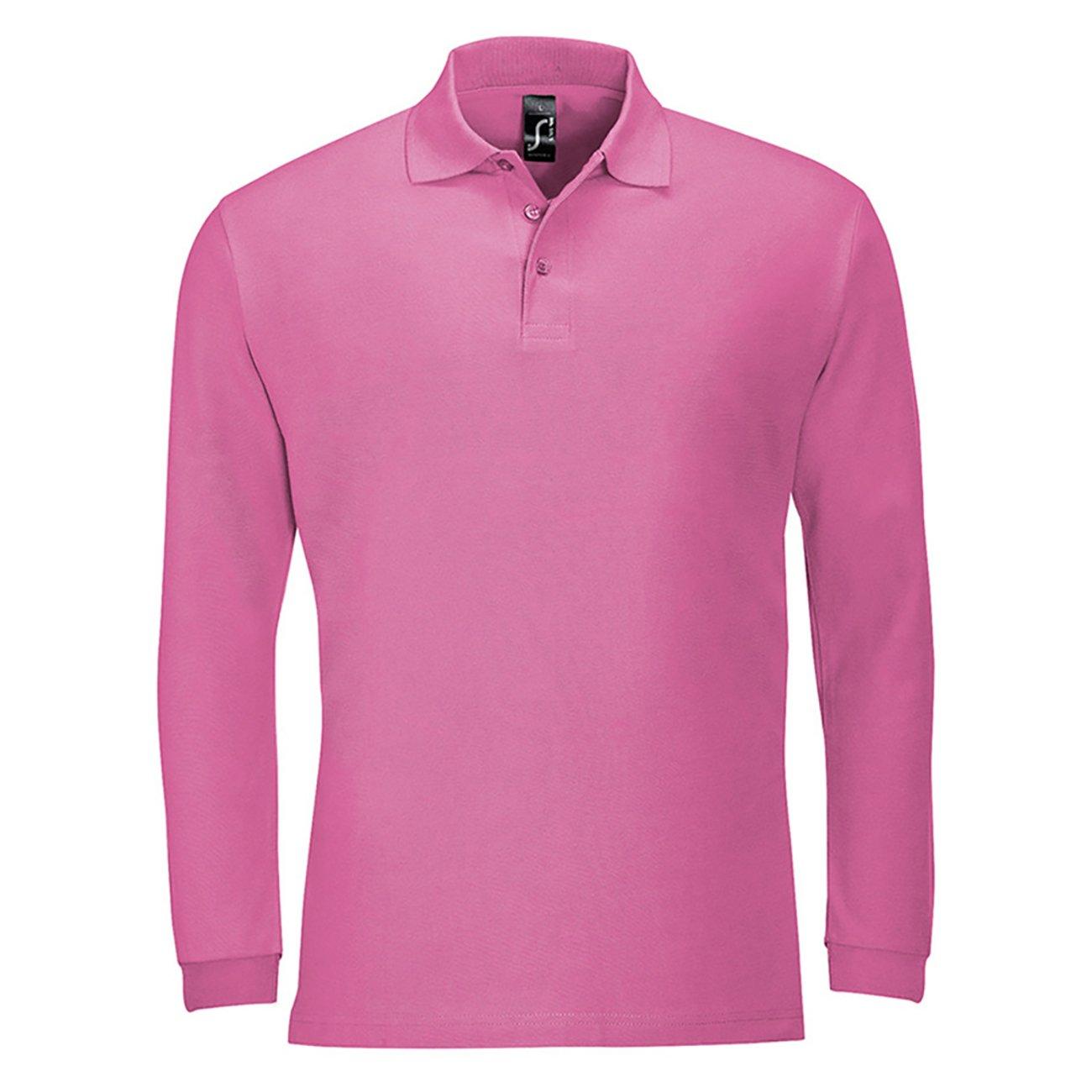 Winter Ii Pique Langarmshirt Poloshirt, Langarm Herren Pink L von SOLS