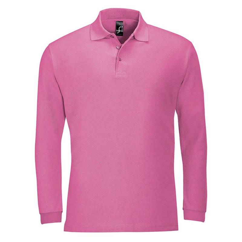 Winter Ii Pique Langarmshirt Poloshirt, Langarm Herren Pink XXL von SOLS