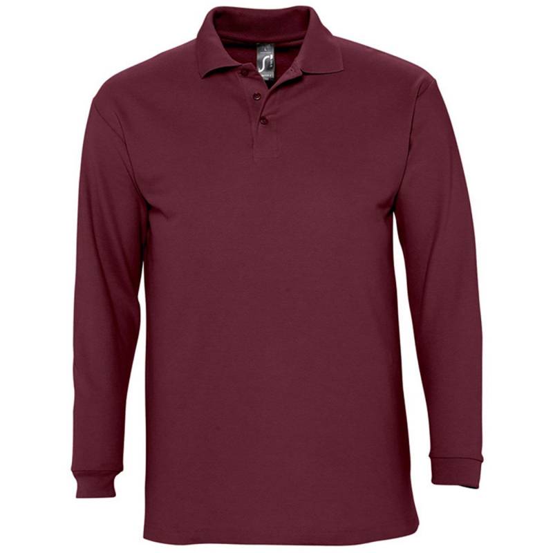 Winter Ii Pique Langarmshirt Poloshirt, Langarm Herren Weinrot M von SOLS