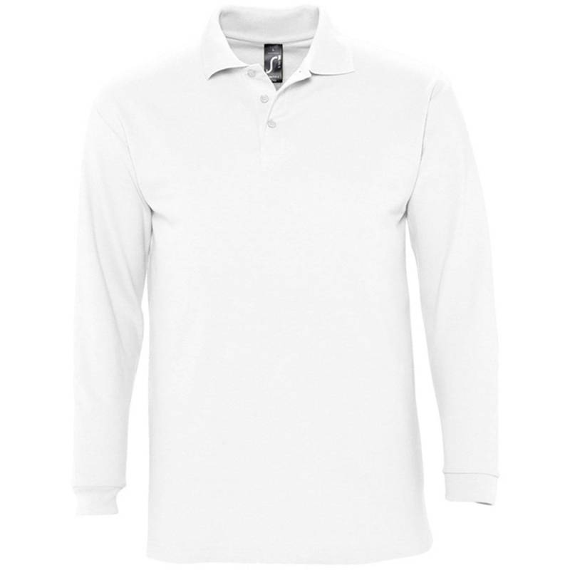 Winter Ii Pique Langarmshirt Poloshirt, Langarm Herren Weiss M von SOLS