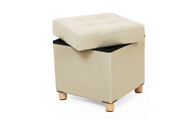 SONGMICS Hocker »mit Aufbewahrung, 38 x 40 cm, Beige«, Herkunftsland China, Holzart von SONGMICS