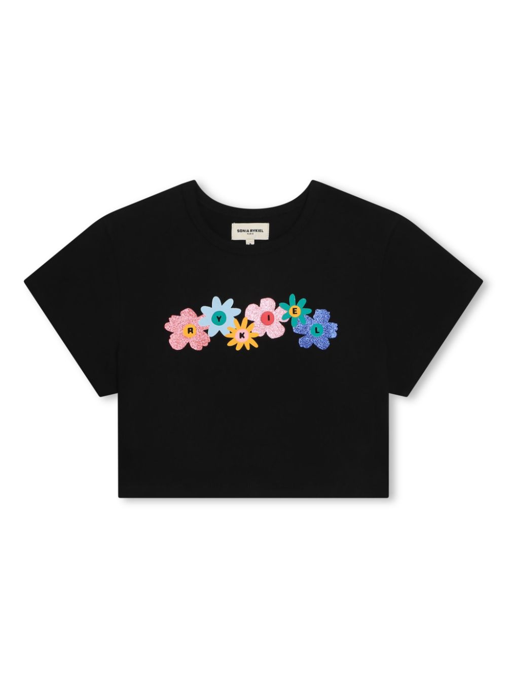 SONIA RYKIEL ENFANT floral logo-print organic cotton T-shirt - Black von SONIA RYKIEL ENFANT