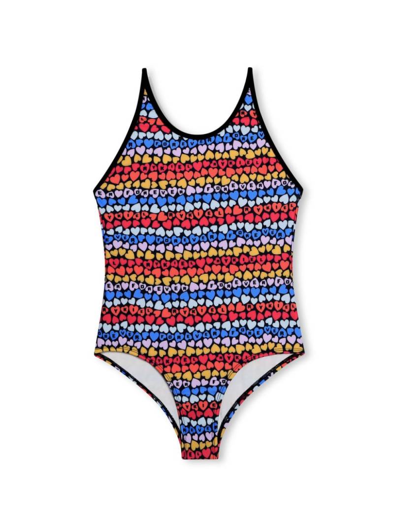 SONIA RYKIEL ENFANT heart-print striped swimsuit - Red von SONIA RYKIEL ENFANT