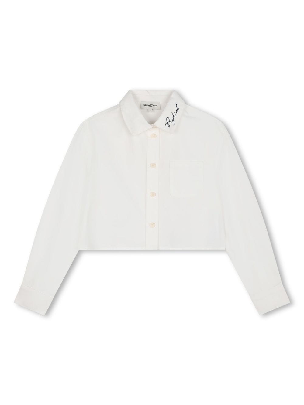 SONIA RYKIEL ENFANT logo-embroidered cropped shirt - White von SONIA RYKIEL ENFANT