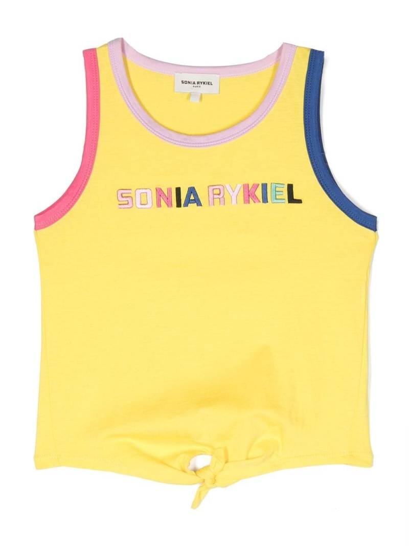 SONIA RYKIEL ENFANT logo-embroidered tank top - Yellow von SONIA RYKIEL ENFANT