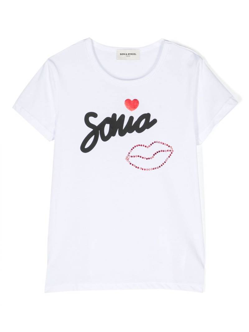 SONIA RYKIEL ENFANT logo-print embellished T-shirt - White von SONIA RYKIEL ENFANT