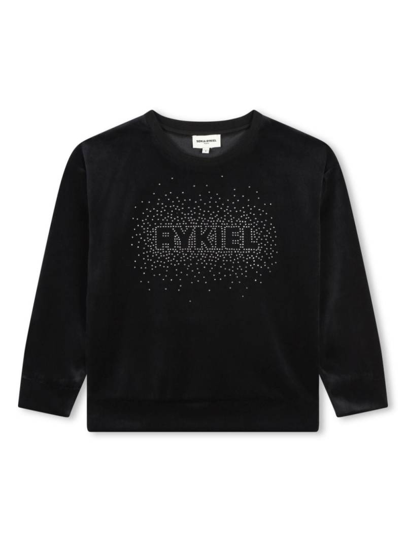 SONIA RYKIEL ENFANT rhinestone-logo velvet T-shirt - Black von SONIA RYKIEL ENFANT