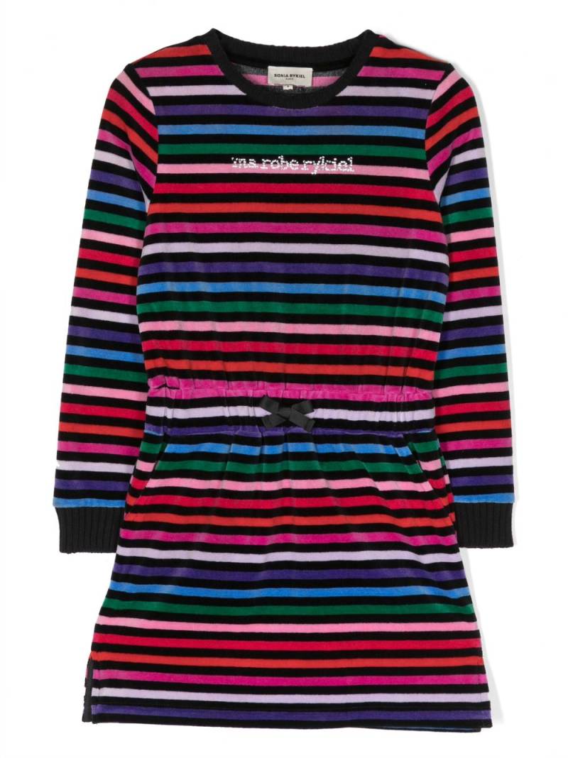 SONIA RYKIEL ENFANT velvet long-sleeve striped dress - Black von SONIA RYKIEL ENFANT