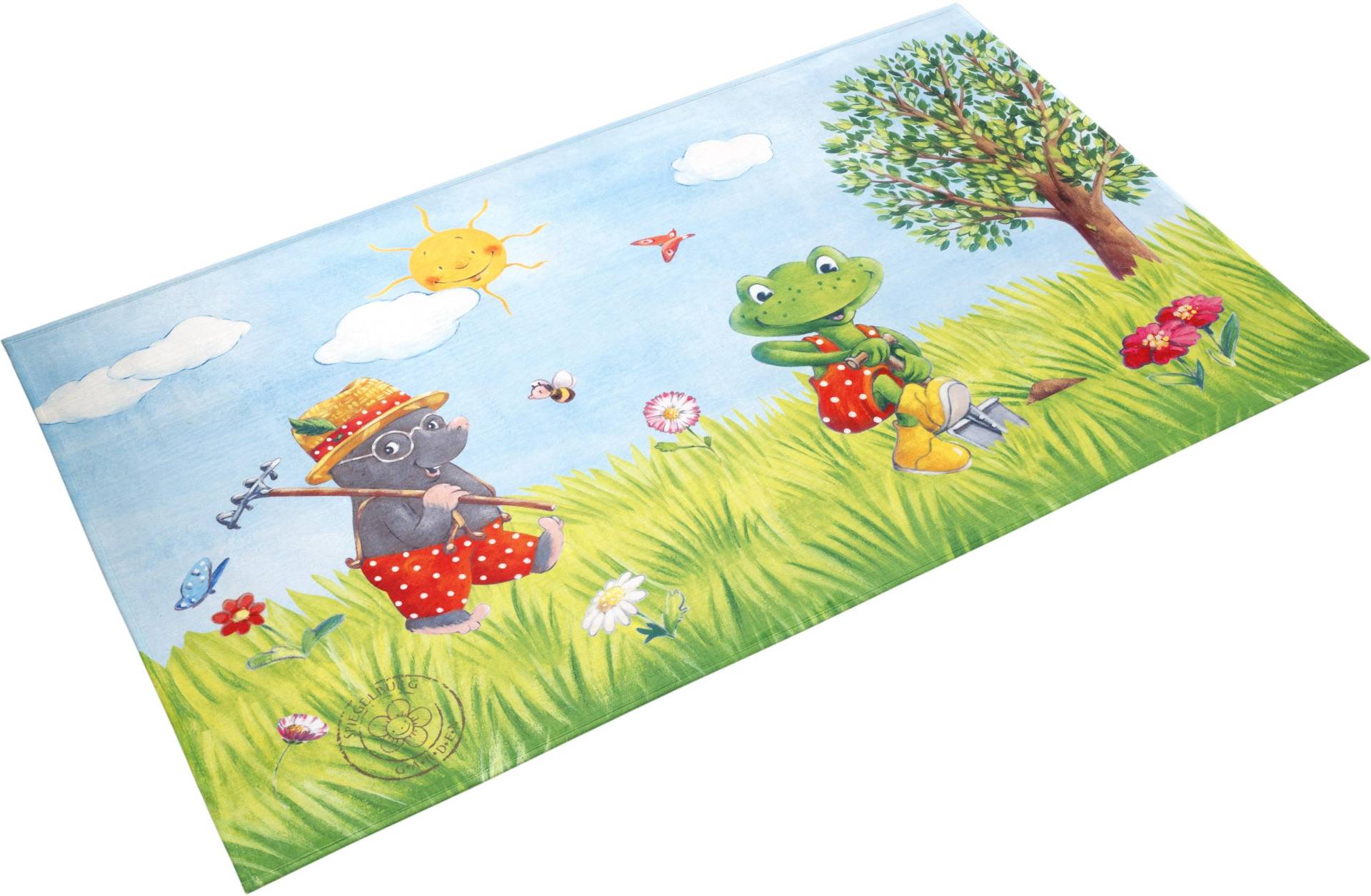 SPIEGELBURG GARDEN Kinderteppich »GA-610«, rechteckig, 6 mm Höhe, Stoff Druck, Motiv Maulwurf & Frosch, weiche Microfaser, Kinderzimmer von SPIEGELBURG GARDEN