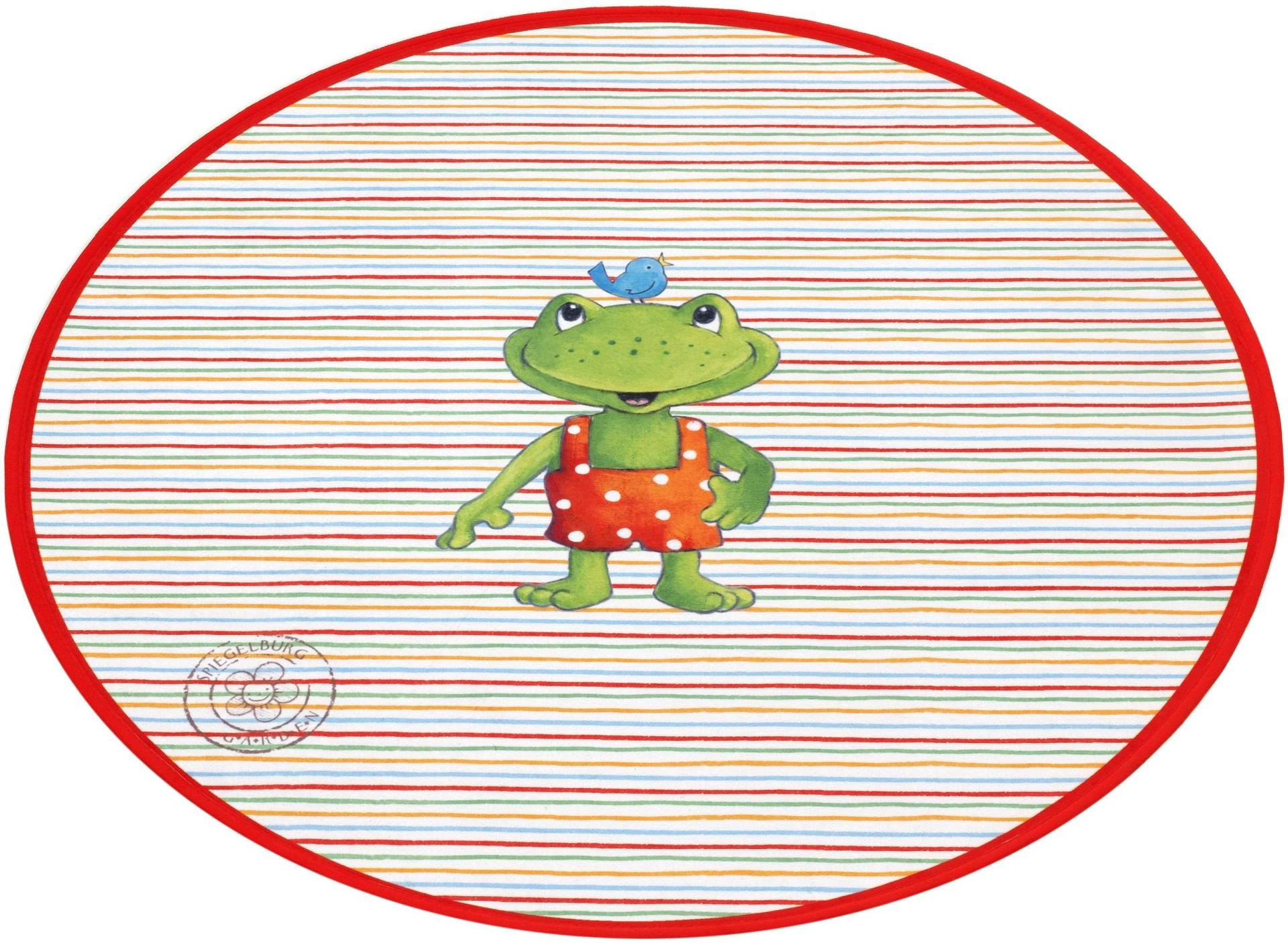 SPIEGELBURG GARDEN Kinderteppich »GA-614«, rund, Stoff Druck, gestreift, Motiv Frosch, weiche Microfaser, Kinderzimmer von SPIEGELBURG GARDEN