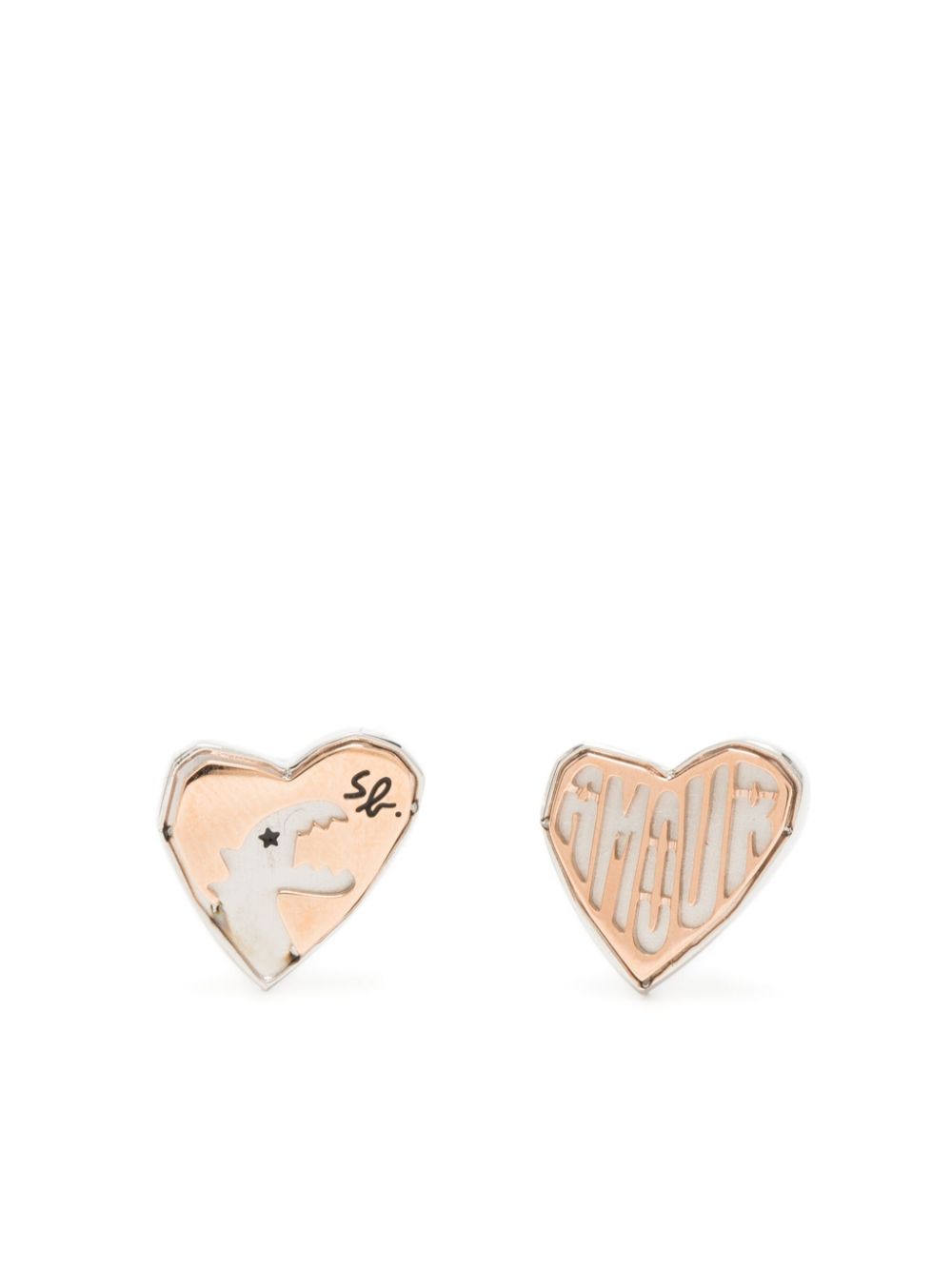 SPORT b. by agnès b. double sided heart earrings - Brown von SPORT b. by agnès b.