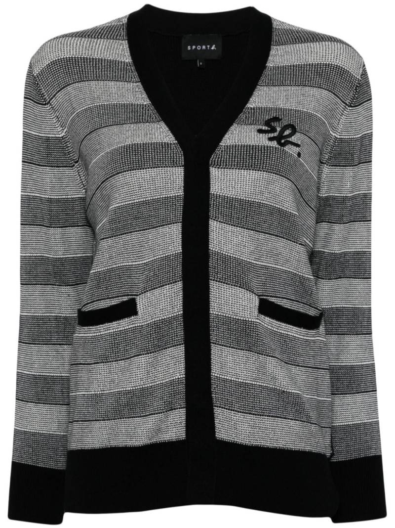 SPORT b. by agnès b. logo-embroidered striped cardigan - Black von SPORT b. by agnès b.