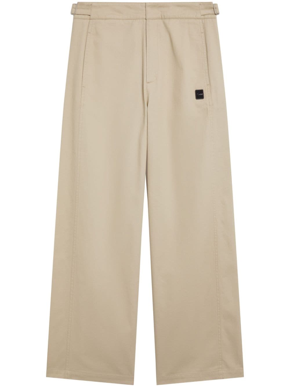 SPORT b. by agnès b. logo-patch wide-leg trousers - Neutrals von SPORT b. by agnès b.