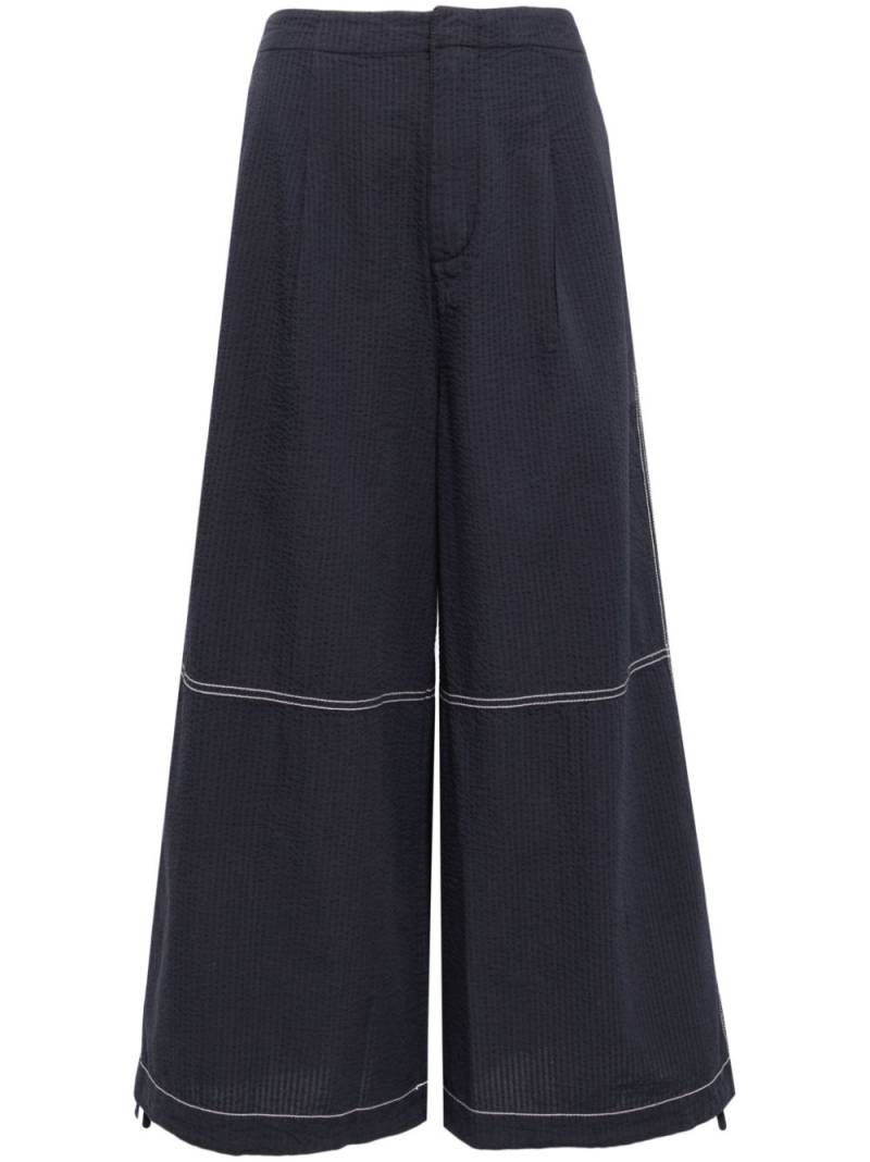 SPORT b. by agnès b. textured wide-legged cropped trousers - Blue von SPORT b. by agnès b.