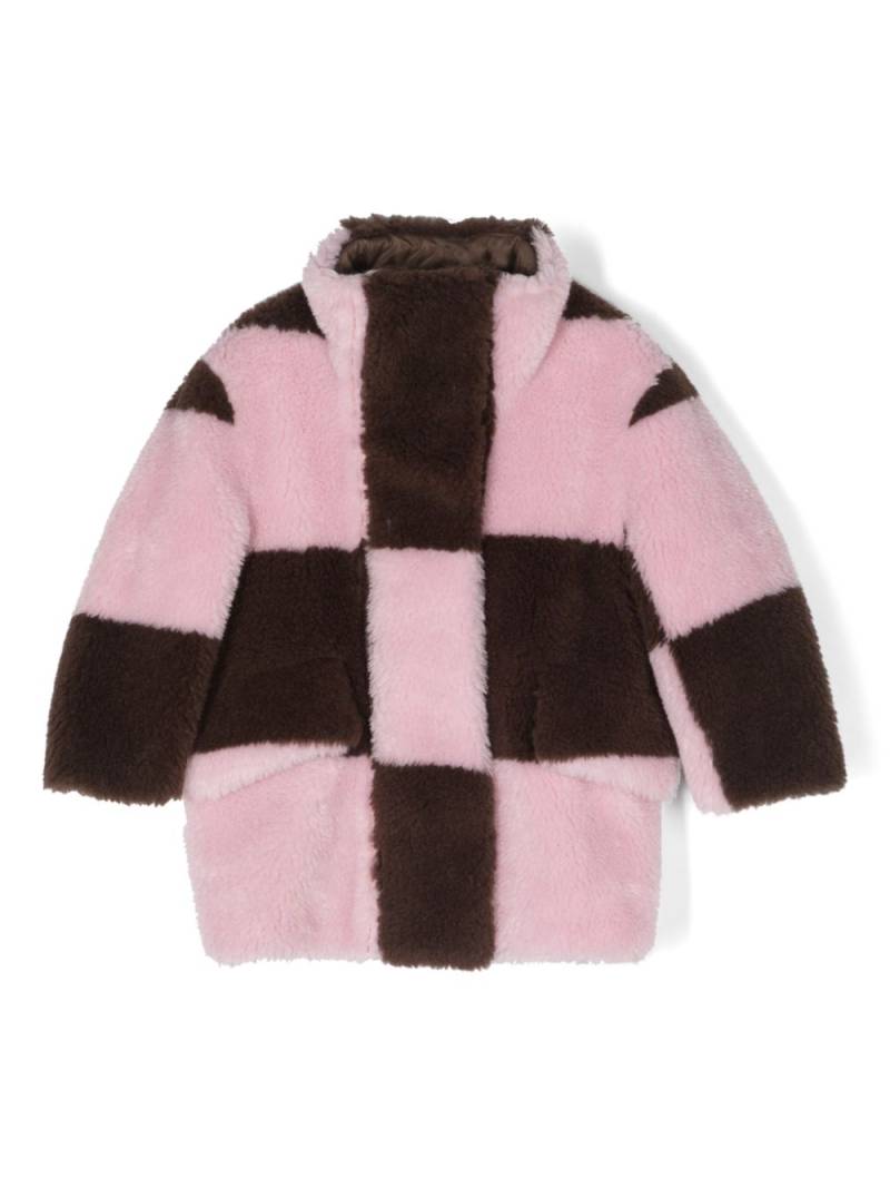 STAND STUDIO Kids checkered faux-fur coat - Pink von STAND STUDIO Kids