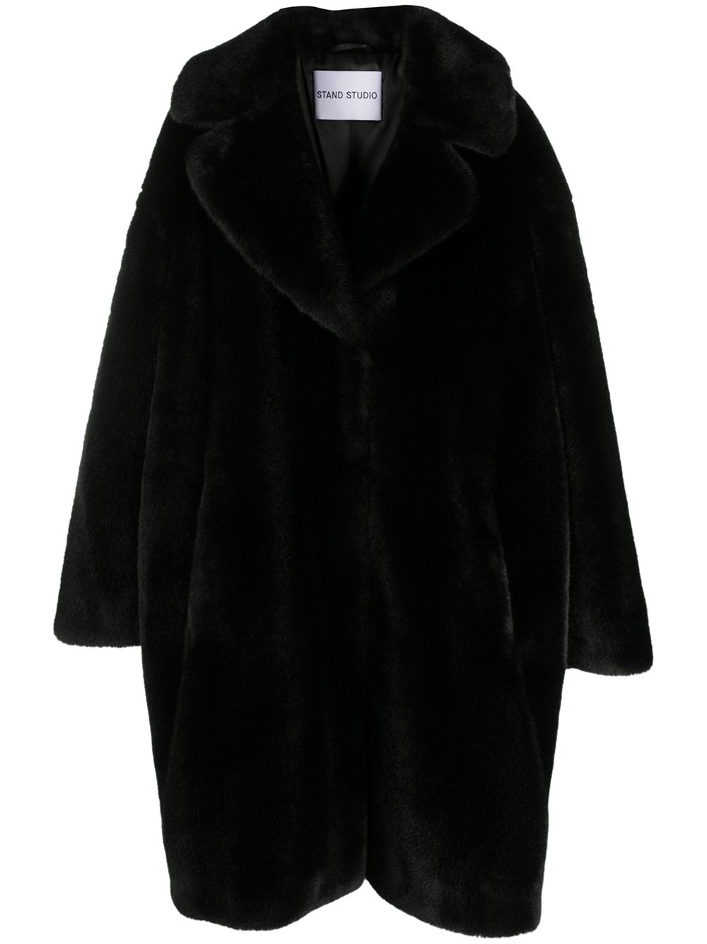 STAND STUDIO Camille Cocoon teddy style coat - Black von STAND STUDIO