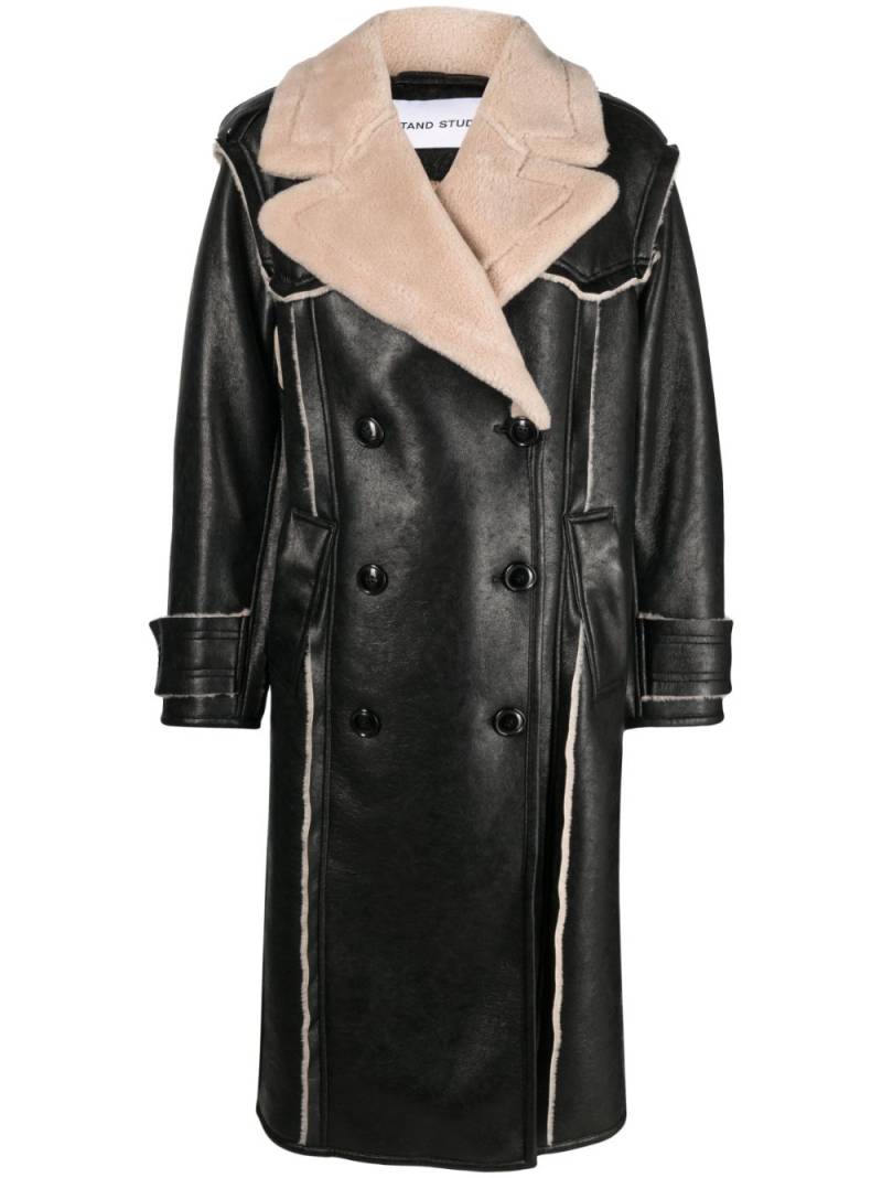 STAND STUDIO Frankie double-breasted faux-leather coat - Black von STAND STUDIO