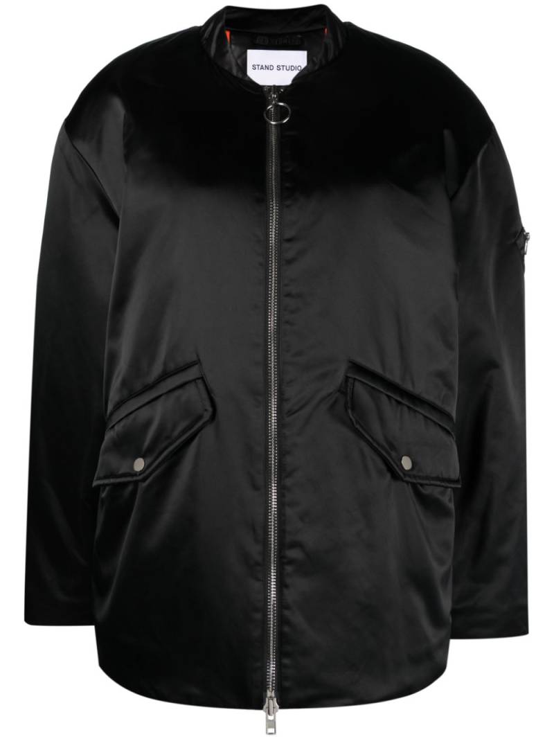 STAND STUDIO Prim satin bomber jacket - Black von STAND STUDIO