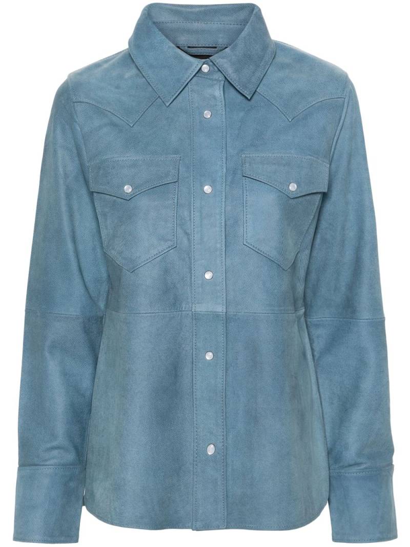 STAND STUDIO Western leather shirt - Blue von STAND STUDIO