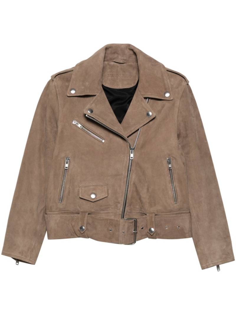 STAND STUDIO suede biker jacket - Neutrals von STAND STUDIO