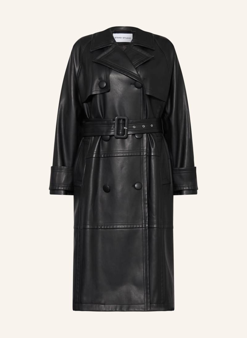 Stand Studio Trenchcoat Betty Aus Leder schwarz von STAND STUDIO