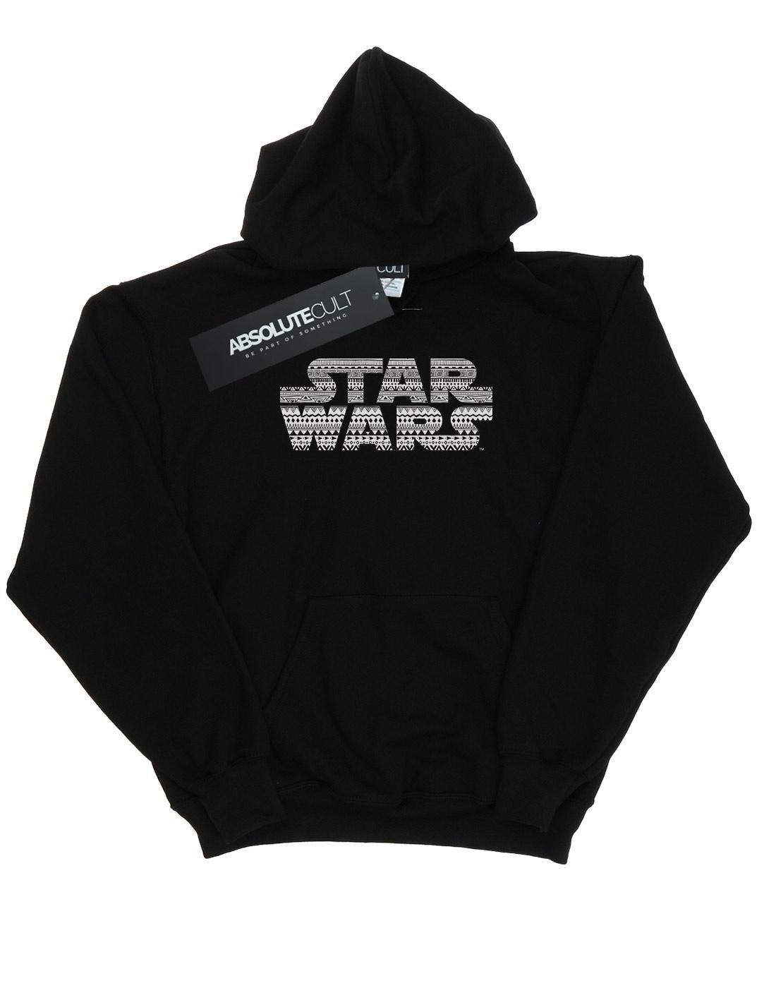 Aztec Logo Mono Kapuzenpullover Herren Schwarz L von STAR WARS