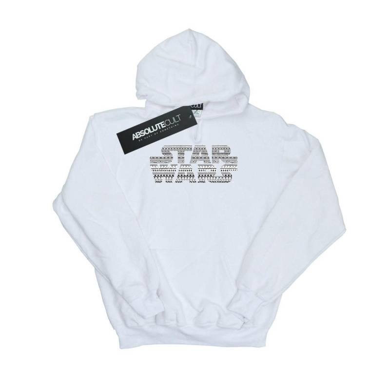 Aztec Logo Mono Kapuzenpullover Herren Weiss L von STAR WARS