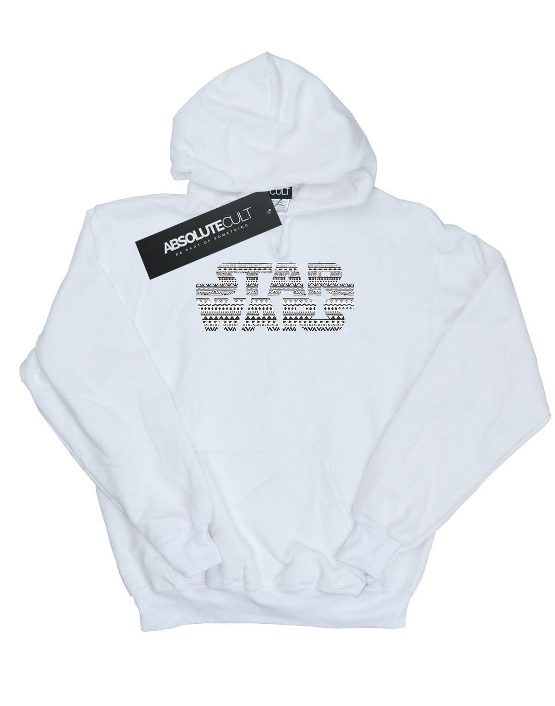 Aztec Logo Mono Kapuzenpullover Herren Weiss XXL von STAR WARS