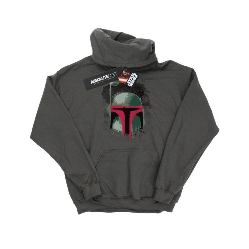 Boba Fett Helmet Kapuzenpullover Jungen Charcoal Black 116 von STAR WARS