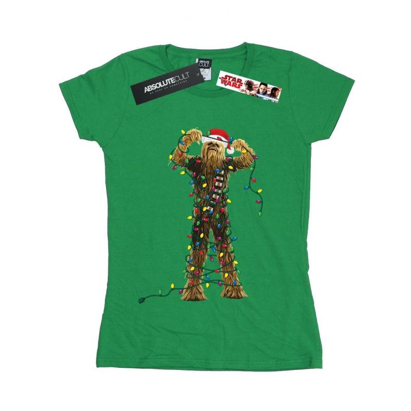 Chewbacca Christmas Lights Tshirt Damen Grün S von STAR WARS