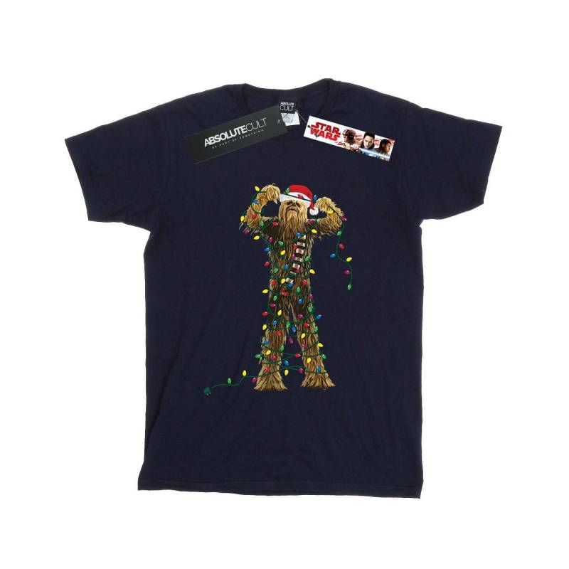 Chewbacca Christmas Lights Tshirt Damen Marine 3XL von STAR WARS